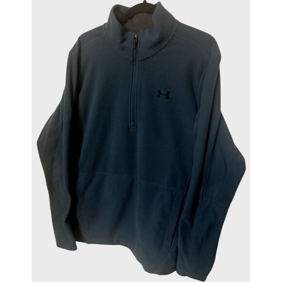 Under Armour Loose Cold Gear Mens XL  Gray Pullover 1/4 Zip Fleece Jacket - Picture 2 of 7